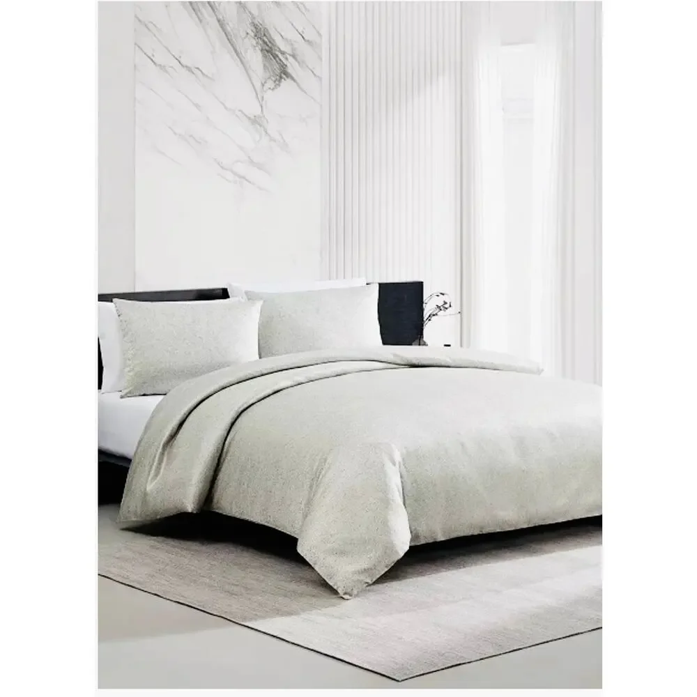 Vera Wang Silver Speckled Satin Jacquard 3 pc King Duvet Cover Set 107x92